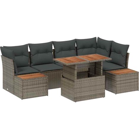 Maison Exclusive - Garten-Sofa-Set mit Speicher 10 pcs Grau Poly
