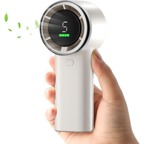 AMXCNOY Mini-USB-Ventilator mit 5 Geschwindigkeitsstufen und integriertem 3600-mAh-Akku, ideal für Reisen, Büro, Camping, Schule und Sport – Weißes Modell (1/5)