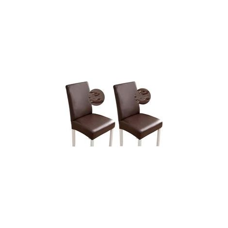 Elastische Stuhlhussen, wasserdichte Stuhlhussen aus PU-Leder, universelle Stuhlhussen, geeignet für Restaurants, Küchen und Hotels (2er-Set, Farbe: Crezuo)