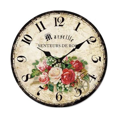 Horloge murale vintage silencieuse en bois de 30 cm (12 pouces), sans tic-tac. (1/3)