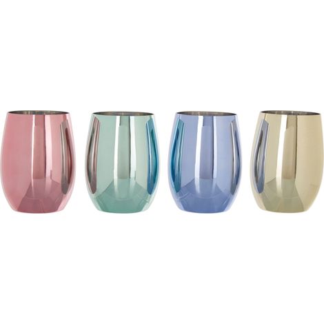 Interiors by Premier Reflective Set Of 4 Assorted Colours Tumblers, Multi Coloured Rounded Botton, Vibrant Set Of Tumblers (1/5)