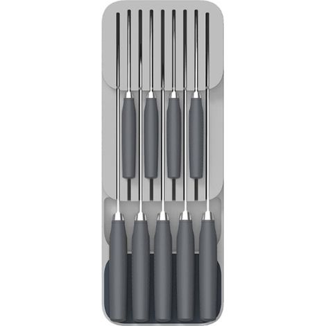 Grey knife block, 15 cm wide x 39.8 cm deep x 7.5 cm high (1/4)