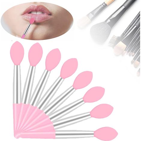 Lot de 18 applicateurs de rouge à lèvres en silicone, brosse exfoliante réutilisable, applicateur de maquillage en silicone pour rouge à lèvres (rose) (1/5)