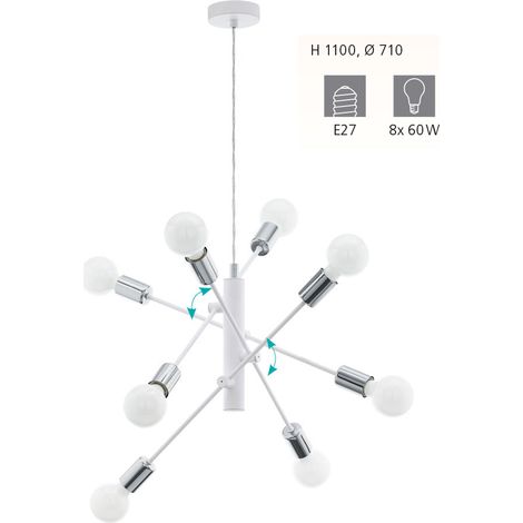 Eglo lampada a sospensione gradoli e27 8x60w lampadine escluse 98017 (1/5)
