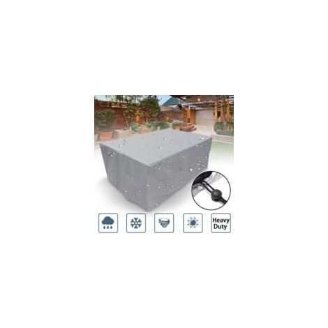 Copertura per mobili da giardino, copertura impermeabile per tavolo da giardino realizzata in tessuto Oxford 210D altamente resistente, copertura anti-UV anti-freddo e anti-vento con coulisse 200 100 (1/5)