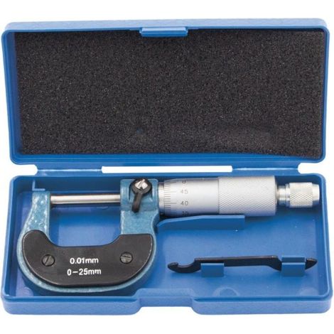 Scatola Palmer micrometro da 0 a 25 mm con divisione di 1/100 e chiave di regolazione