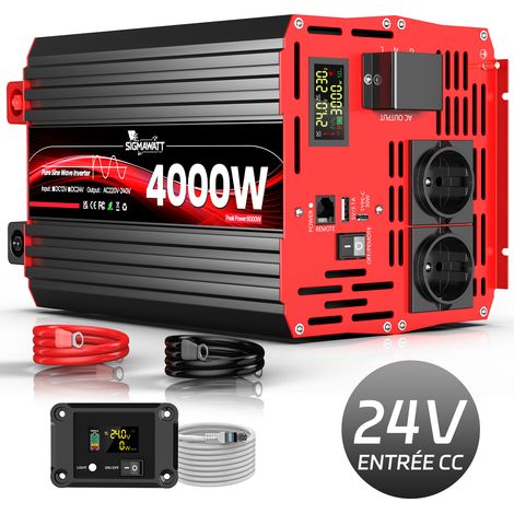 Onduleur pur sinus 24V vers 230V, 4000W continu 8000W crête, onduleur pour véhicule utilitaire (1/5)