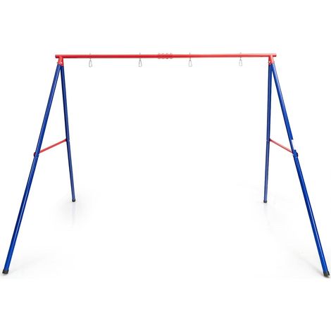 COSTWAY Supporto per Altalena a Telaio Girevole, Telaio per Altalena a Forma di A con Tappo Antiscivolo in Metallo, Supporto per Altalena Bambini a 2 Posti, Portata di 250 kg