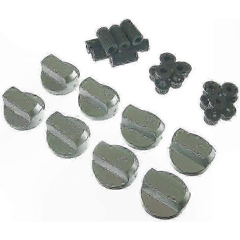 Bouton de cuisinière universel avec adaptateurs, argenté, lot de 8 pièces pour four et gril (1/3)