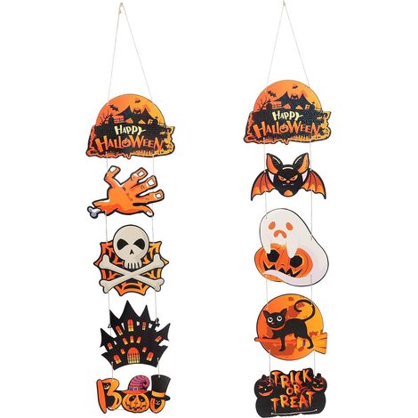 Panneau de Porte Halloween Papier avec Corde de Suspension Décoration Effrayante pour Fête et Porte Entrée Thème Halloween pour Mur Fenêtre Jardin Ambiance Festive (1/5)