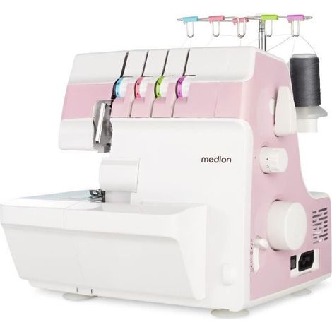 Overlock - MEDION - SO 90 - 91W - Tipo de aguja 11, 14, 16 - 1200 rpm - LED - Rosa (1/5)