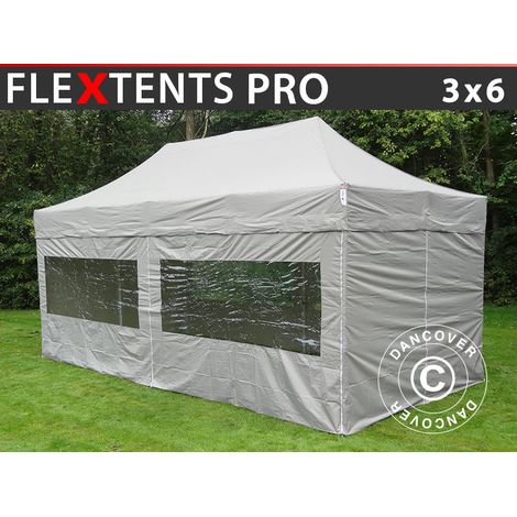 Pop up gazebo FleXtents PRO 3x6 m Latte, incl. 6 sidewalls (1/2)