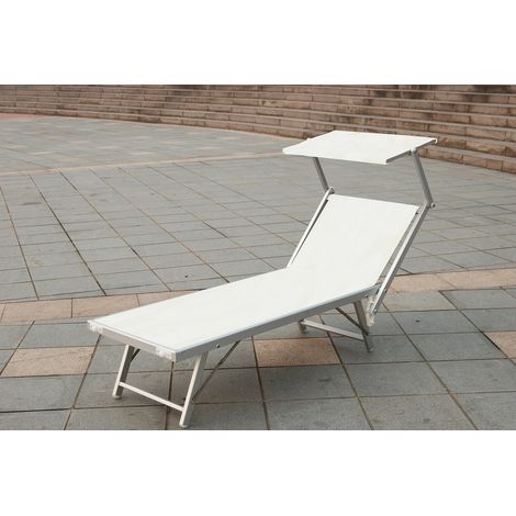 Sea Beach -Kinderbett mit Faltdach Aluminium Sundessol Rimini Weiß (1/2)