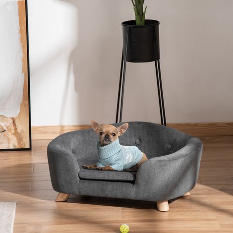 Lit pour chiens de petite taille (max 10 kg) avec coussin, 70x47x30 cm - Gris anthracite (1/5)