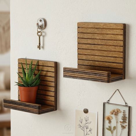 Regalboden Soglio, 2 Böden, Set aus 2, Holzoptik Natur, 13x7x13h cm Braun Natur (1/5)