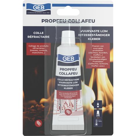 Colle réfractaire COLLAFEU 50 ml spécial collage et assemblage de pièces réfractaires et fibres isolantes sur insert, poêles, cheminées, fours et chaudières - Résistante jusqu’à 1100°C