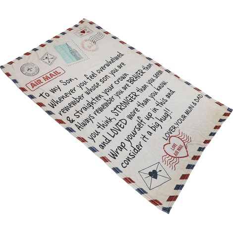Couverture « À mon fils » double face, douce et agréable au toucher, pour garder au chaud, avec inscription, pour exprimer son amour, compatible avec la climatisation C20220119 1 150x220cm (1/5)