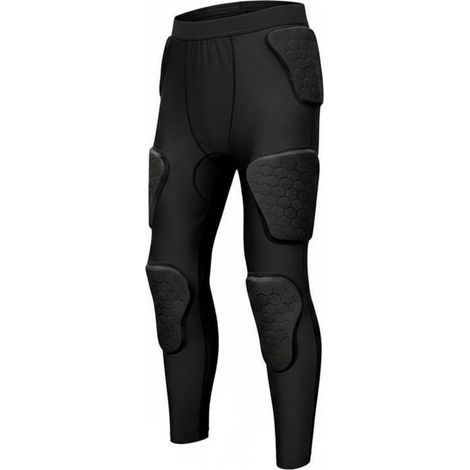 Pantalon de Protection Adulte Compressif Rembourré Collant Sport Antichoc avec Rembourrage EVA Ajustement Sérré Souple et Léger Adapté à, M, Black-Black Line (1/5)