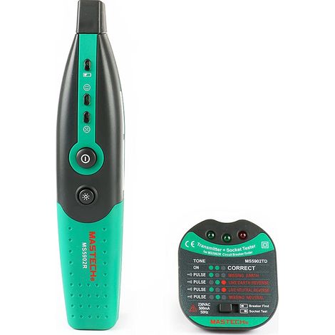 Leistungsschalterfinder, MS5902 3 LED-Anzeigeleuchte Automatischer Leistungsschalter-Sicherungsdetektor Steckdosentester(EU-Stecker 220V)
