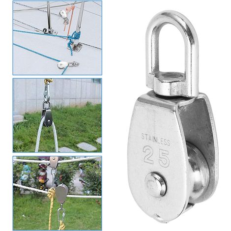 Vente de 3 poulies simples M25, en acier inoxydable 304, pour grues, avec une capacité de charge de 150 kg. Conviennent pour le levage d'échelles, de palans, d'élévateurs d'équipements de fitness et d (1/5)