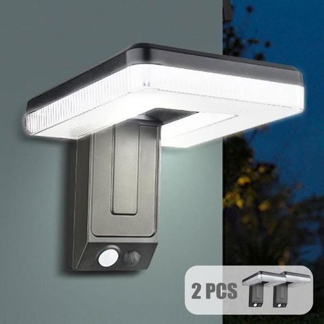 2 Pièces Lampe Solaire Applique Murale, étanche IP45, 3 Modes, Angle 180°, avec Détecteur de Mouvement, pour Éclairage Extérieure (1/4)