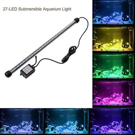 5.5W Lampe 27LEDs Tube Eclairage Lampe de réservoir de poissons télécommandé 100-240V pour Aquarium Poisson (1/4)