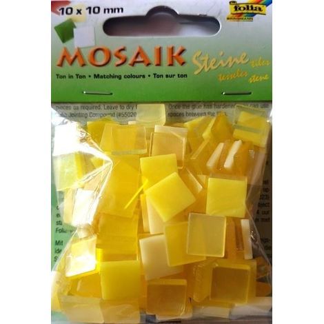 Mosaïque de galets jaunes 10x10mm