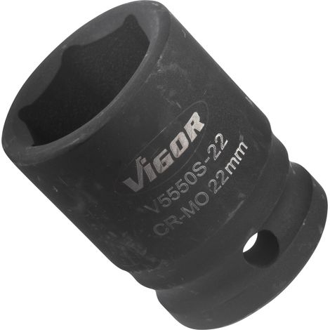 VIGOR Douille à carré creux 12,5 mm (1/2 pouce) hexagonale extérieure 22 V5550S-22 (1/4)