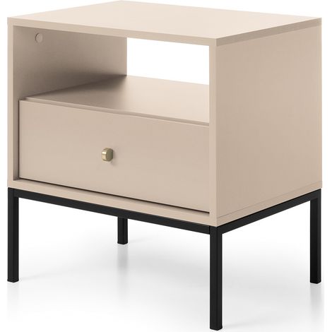 Selsey MONNE - Nachttisch Nachtschrank im Vintage-Stil mit Schublade, Beige (1/5)