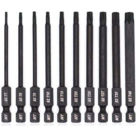 Kaelt - Jeu d'embouts Torx pour tournevis, perceuses et clés à chocs, résistant à la température, traitement thermique avancé, revêtement phosphaté, 8 cm, 10 pièces (1/5)