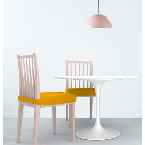 2 Housses de Chaise sans Dossier Tissu bi-élastique Extensible, Lavable en Machine, Housses de Chaise de Bureau et Salle à Manger Jaune (1/5)