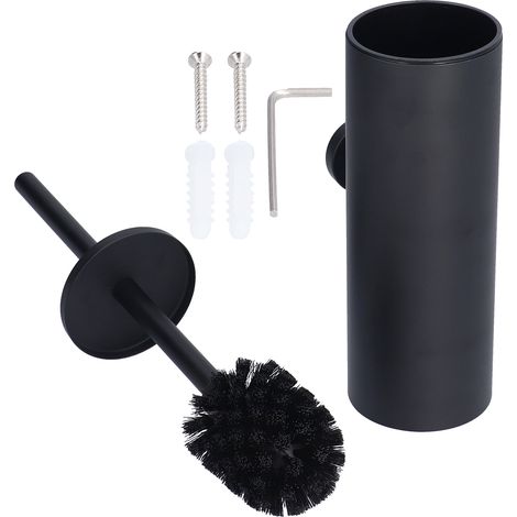 Toilettenbürste mit Edelstahlhalter – langer Griff und weiche Borsten für gründliche Reinigung – Schwarz (1/5)