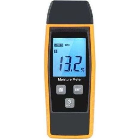 Testeur Humidité,Testeur Humidité Mur & Bois, Compteur de fuites, Humidité, Mortier de Ciment, Détecteur de Teneur en eau avec Rétroéclairage LCD (Jaune)-- (1/5)