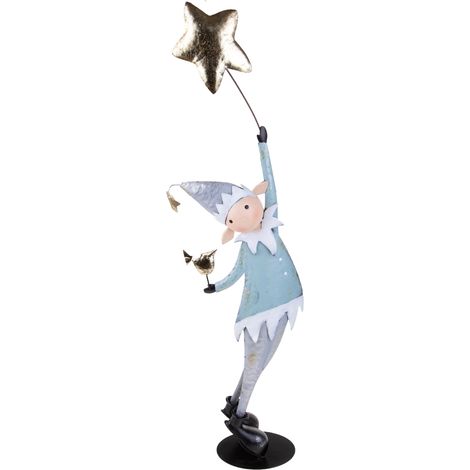 Folletto di natale con stella in metallo h 88 cm per decorazioni (1/4)