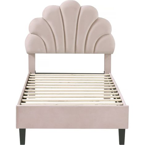Letto a conchiglia in velluto "Manon" - 90 x 190 cm - Beige