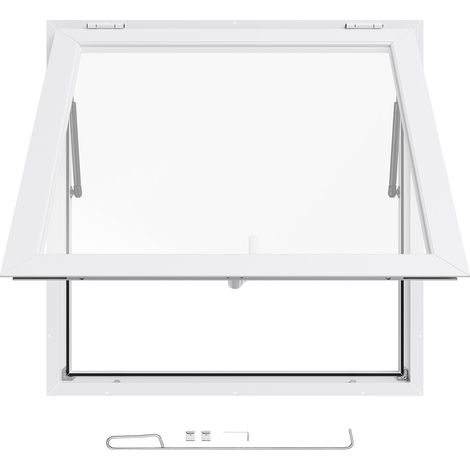 Mophorn Imbissfenster (915 x 915 mm), Servicefenster mit Aluminiumrahmen für Verkaufsanhänger, Servierfenster mit 85°-Öffnungswinkel für mobile Verkaufsstände, wasserabweisendes Fenster für