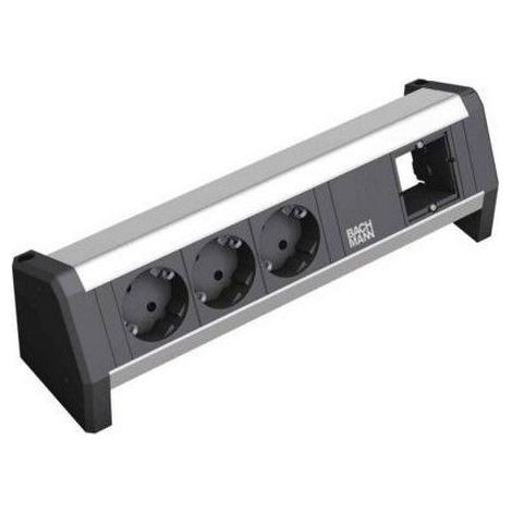 Bachmann 3x Schuko 1x GST18 prolunghe e multiple 3 presa(e) AC Nero, Argento