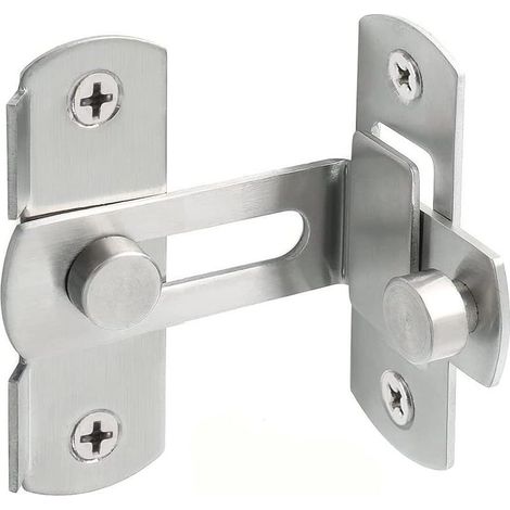 Verrou de porte à angle droit 90 degrés de grange coulissante en acier inoxydable, loquet de porte coulissante à rabat, Verrou de sécurité pour porte fenêtre armoire à vin jardin argenté (1/5)