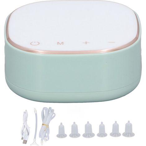 Tire-tétons électrique réglable 9 niveaux, redresseur pour mamelons inversés, rechargeable, extracteur pour tétons plats et courts, 6 embouts inclus, vert. (1/5)