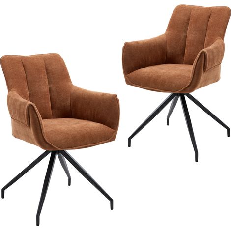 CHAIRUS Dinging Chairs 2Pcs Chenille Modern Simple Kitchen Chairs with Comfortable Backrest Swivel Armchairs for Living Room Restaurant, Orange
