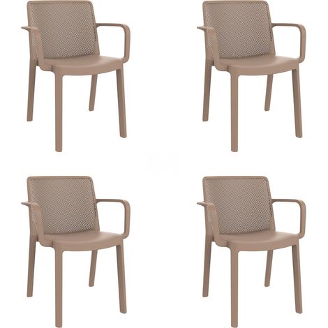 Sillas con brazos Fresh garbar plástico beige (Pack de 4) (1/5)
