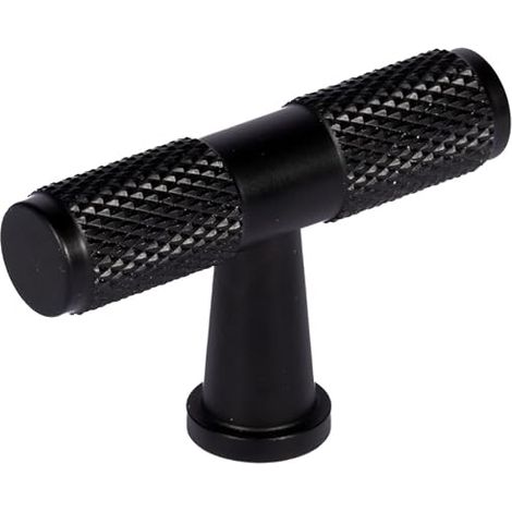 Boutons de porte, poignées de tiroir, poignées en T, ferrures monotrou, accessoires de cuisine, lot de 2 pièces - Noir (1/5)