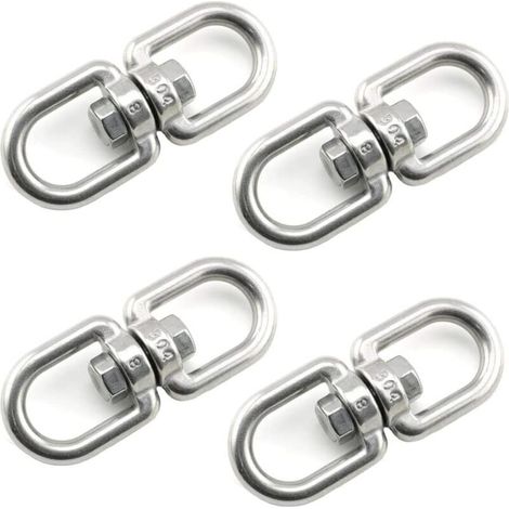 Stück M8 Doppelend-Drehhaken, 304 Edelstahl-Drehringe, Aufhänge-Drehhaken für Schaukeln, Hängesessel, Sandsäcke, Seile, Ketten (1/4)