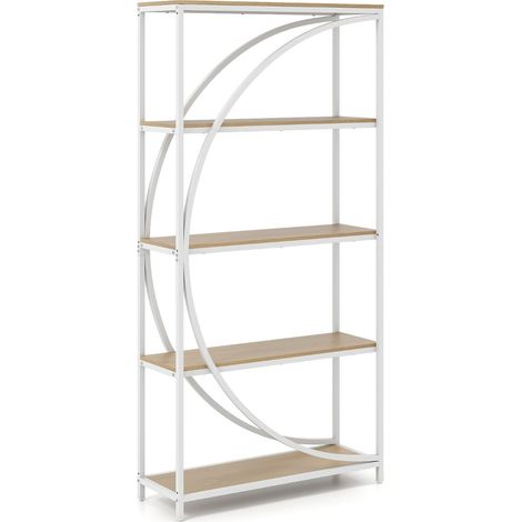Libreria aperta a 5 ripiani per soggiorno/ufficio 86 x 30 x 175 cm spazio di archiviazione decorativo ed esteticamente gradevole in metallo bianco 200015523