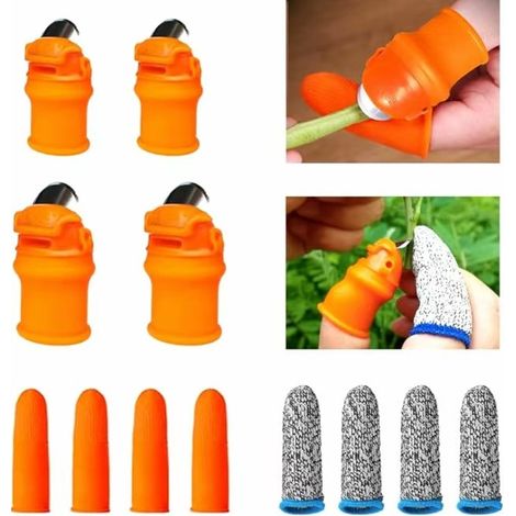 Ensemble de 12 couteaux de jardin en silicone pour la taille des plantes, fruits et légumes, avec protection pour les doigts. (1/5)