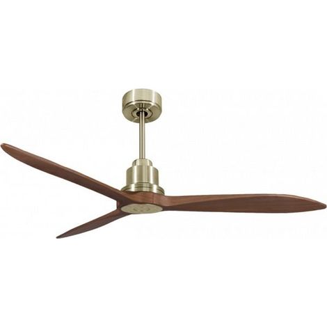 Tenerife Ring - Super destratificateur et ventilateur DC 132 cm  Laiton pales bois sombre sans Lumière 25 à 35 m²