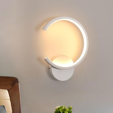 Lampe de chevet minimaliste blanche, lumière LED, trois couleurs réglables, convient aux chambres et aux escaliers. (1/5)