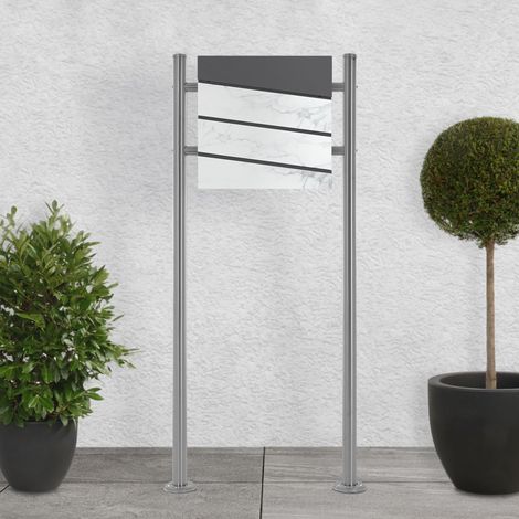 ECD Germany Buzón de Correos con Soporte para Cartas con Compartimento para Periódico Antracita con Detalle Decorativo de Mármol de Exterior Diseño Moderno de Acero Inoxidable con Cerradura y 2 Llaves (1/5)