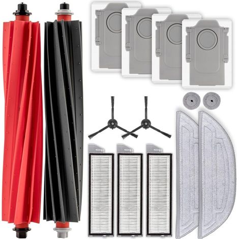 (15 Pièces) S8 MaxV Ultra accessoires compatible avec Roborock S8 MaxV Ultra/ S8 Max Ultra, 2 brosses, 2 brosses latérales, 3 filtres HEPA, 4 sacs à poussière, 2 grands + 2 petits tampons à vadrouille (1/5)