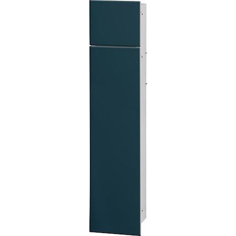 Caisson WC encastré Flat hauteur 800 intérieur revêtu blanc, 2 portes noires, gauche